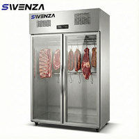 Congélateur vertical pour viande avec crochets suspendus, porte en verre anti-buée, vitrine de présentation de la viande