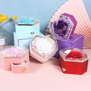 Caja de Joyería Creativa en Forma de Corazón, Mini Caja de Anillos y Collares con Rosas Eternas Preservadas, Regalo para el Día de San Valentín - Product Image 3