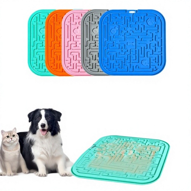Dog Cat Silicone Lick Mat | Strong Suction Slow Feeder Pad | Non-Slip Anxiety Relief Pet Lick Plate