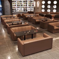 Ensemble de sièges de restaurant modernes, canapé banquette commercial en cuir avec table à manger pour bar, café, club
