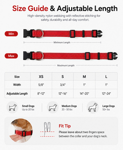 Reflective Nylon Dog <b>Collar</b> and <b>Leash</b> Set Adjustable <b>Pet</b> Lead Padded Handle Metal Hardware for Daily Walking - Product Image 2