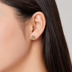 Boucles d'oreilles clous rondes en zircon, en acier inoxydable plaqué or 14 carats sous vide, avec zircone cubique - Product Image 5