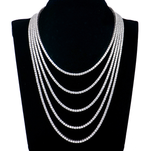 Joyería Fina de Alta Calidad, Cadena de Tenis de Plata de Ley 925 con Baño de Rodio y Moissanita de 2-6 mm, 16-24 Pulgadas, Collares Modernos para Mujer - Product Image 1