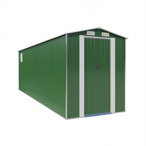 Caseta de jardín de acero galvanizado verde de 75.6x271.3x87.8 pulgadas, estructura en A para almacenamiento en exteriores - Product Image 1