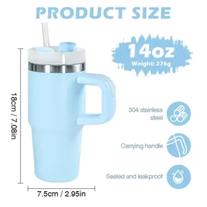 Gobelet isotherme en acier inoxydable de 14 oz pour enfants avec poignée, pour boissons chaudes/froides, design portable pour l'école et les activités de plein air - Product Image 3