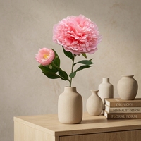 Tiges de pivoines artificielles en gros, 2 têtes, bouquet de fleurs en soie imitation pivoine pour la décoration de lieux de mariage et l'aménagement intérieur