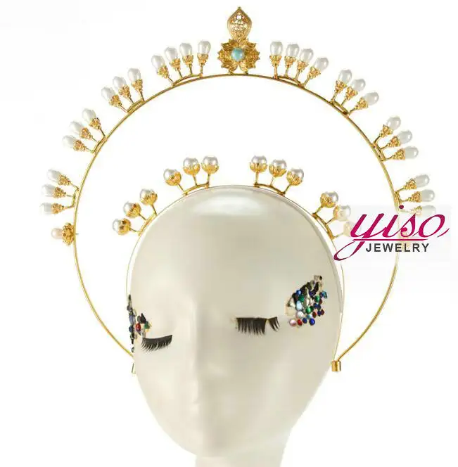 Yeni tasarım moda Halo gösterisi Cosplay cadılar bayramı gotik Crown taç başlığı saç aksesuarları Headpieces