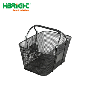 Panier de supermarché en treillis métallique noir avec poignées - Product Image 5