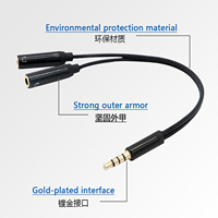 GAZ-CB48 3.5mm Splitter pour casque double, diviseur de fréquence, audio stéréo, câble double mâle vers 2 femelles, câble auxiliaire, adaptateur en Y