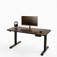 Bureau assis-debout électrique réglable en hauteur, grain chaud, moteur simple, 140 x 60 cm, poste de travail industriel pour bureau