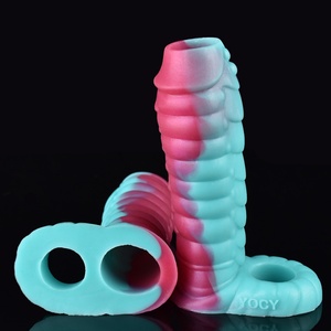FAAK Fantasy Ribbed Dragon Penis Sleeve Soft Silicone Sex Toy Sheath Stretchable Cock Enlargement Hollow <b>Dildos</b> Male - Product Image 5
