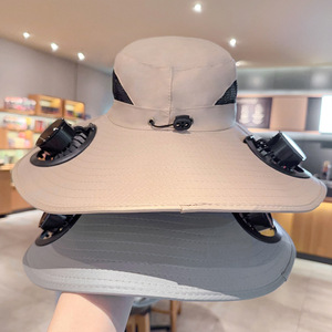 Chapeau de soleil pour l'alpinisme avec double ventilateur, large bord, chapeau de pêche, casquette à ventilateur de refroidissement solaire rechargeable par USB - Product Image 3