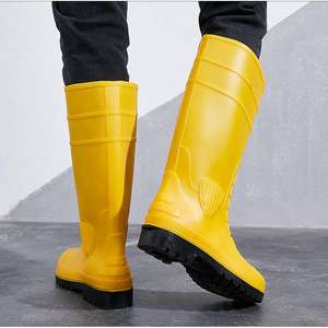 Rutsch feste PVC-Regens tiefel Dicke, verschleiß feste Sohle Pannen sichere Gummistiefel Arbeits schutz White Food Production Worker Boots - Product Image 4