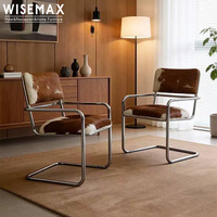 WISEMAX FURNITURE - Mobilier de maison de luxe léger - Fauteuil design vintage - Chaise de salle à manger avec structure en acier inoxydable pour salle à manger, villa