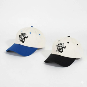 Custom Logo Label Baseball Cap Custom 2D 3D Embroidered Beige Black Cotton Fabric Structured For Wedding Birthday - Product Image 3