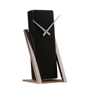 Minimalist Black Rectangle <b>Desk</b> Clock Analog Quartz Silent Metal Design Office Home Decor - Product Image 1