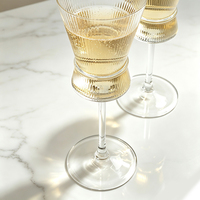 Vintage Verticale Geribbelde Glazen 290ml 9.8oz Elegante Champagne Glazen Fluit Wijnglas Kelk voor Bruiloft Bar Feest