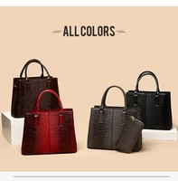 Sac à main rétro pour femme en similicuir croco, sac fourre-tout tendance en PU avec fermeture éclair, sac bandoulière résistant à l'eau