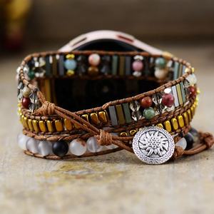 Bijoux natifs pour femmes cristal pierres naturelles sur bouton argent personnalisé pour Samsung pour <span class=keywords><strong>Galaxy</strong></span> <span class=keywords><strong>Watch</strong></span> <span class=keywords><strong>4</strong></span> <span class=keywords><strong>bracelet</strong></span> 22mm tissu matériel - Product Image 3