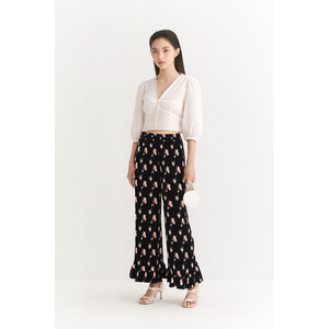 <span class=keywords><strong>Pantaloni</strong></span> a Gamba Larga alla Moda per <span class=keywords><strong>Donna</strong></span>, Vita Alta con Elastico, Orlo Arricciato, Vestibilità Comoda per Primavera Estate, Personalizzabili - Product Image 2