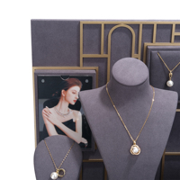 Statue imprimée personnalisée de fond de photo bijoux de table présentoir bustes en cuir suédé noir présentoirs de bijoux de magasin