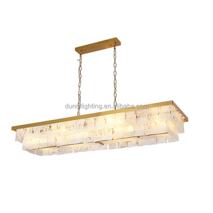Hiện đại hình chữ nhật ăn Bar ánh sáng mặt dây chuyền vàng nghệ thuật <span class=keywords><strong>Deco</strong></span> thép Chụp đèn hình chữ nhật treo đèn chùm dài thực hiện biệt thự - Product Image 3