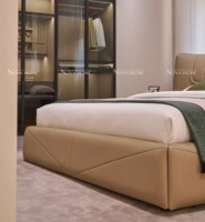 Lit double moderne de luxe italien, intelligent, écologique, design original, en cuir épais et microfibre, taille King/Queen
