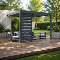 Pergola Bioclimatique Murale en Aluminium Robuste 6063-T5 avec Protection Solaire et Lames Orientables pour Extérieur