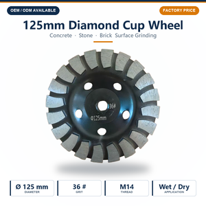 Disco Diamantato a Tazza Turbo da 125mm (5 Pollici) Grana 36 M14 <span class=keywords><strong>per</strong></span> <span class=keywords><strong>Smerigliatrice</strong></span> <span class=keywords><strong>Angolare</strong></span>, <span class=keywords><strong>per</strong></span> Calcestruzzo, Granito, Marmo, Pietra, Mattoni - Product Image 3