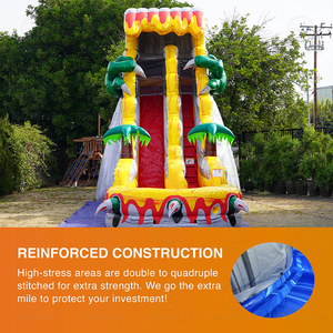 <strong>T</strong>-Rex Jungle Theme Inflatable <strong>Slide</strong> Commercial Grade Backyard Blow up Water <strong>Slides</strong> With Pool for Kids and Adults With Blower - Product Image 3