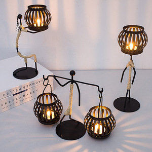 Vintage Wrought Iron Handmade Eco-friendly <strong>Candle</strong> Holder Ornaments European Creative <strong>Lantern</strong> Christmas Decorative Table Romantic - Product Image 1