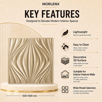 Panneau mural 3D en PVC MORLENX Champagne Gold Wave, relief sculpté fluide pour l'intérieur des spas et des centres de bien-être