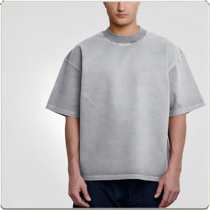 Camiseta de Algodón Personalizada con Estampado, Corte Holgado, Lavado Ácido, Cuello Acanalado, Corte Corto, Ajuste Holgado, para Hombre, Peso Pesado 300gsm - Product Image 1