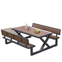 Ensemble de table de bar murale moderne pour patio extérieur 1215 en bois composite, long et étroit, anti-corrosion, en fer forgé