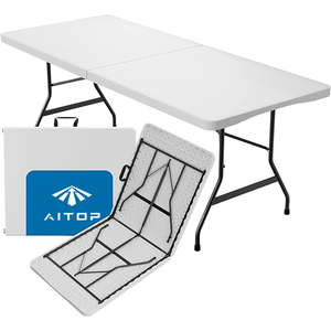 8ft Outdoor Folding Tables Chairs Quick Assembly 180cm <b>Plastic</b> Blow Molding for Hotels <b>Garden</b> Parties Dining Outdoor Party Use - Product Image 4