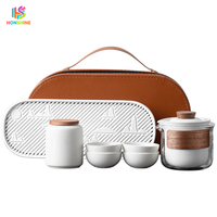 Ensemble de thé Kung Fu en céramique artisanal portable tendance pour les voyages, les entreprises et les cadeaux, 7 pièces/ensemble