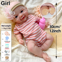 Boneka Bayi Baru Lahir 12 inci Figurine Silikon Reborn 30cm Buatan Tangan Teman Bermain Balita
