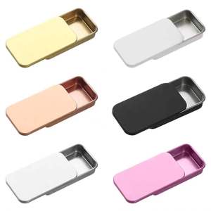 Wholesale Empty Small Rectangle Slide Top Lid Brow Soap Solid Perfume Lip Balm Mint Metal Sliding Tin Case/Box/Containers