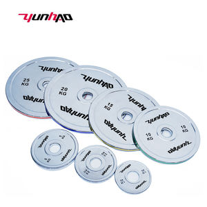 Poids de musculation pour salle de sport, disques <span class=keywords><strong>en</strong></span> <span class=keywords><strong>fonte</strong></span> argentés, acier inoxydable électro-plaqué, haltères de musculation, plaques de poids calibrées - Product Image 2