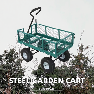 भारी शुल्क 250 किलोग्राम क्षमता वाला गार्डन प्लेटफॉर्म वैगन फोल्डेबल हैंड ट्रॉली 3.50-4 न्यूमेटिक पहियों - Product Image 2
