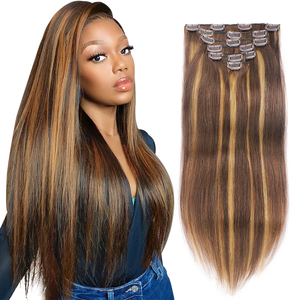 Extensiones de Cabello Humano Virgen Brasileño Remy Rubio y Castaño 100% Natural, Doble Trama a Máquina, Invisibles, Marca Eli para Mujer, Venta al Por Mayor - Product Image 1