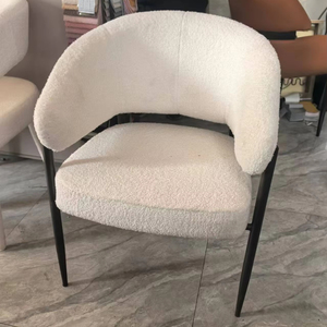 Mobilier moderne pour la maison <span class=keywords><strong>chaise</strong></span> de café <span class=keywords><strong>beige</strong></span> teddy <span class=keywords><strong>tissu</strong></span> meubles dossier <span class=keywords><strong>noir</strong></span> pieds salle à manger - Product Image 1