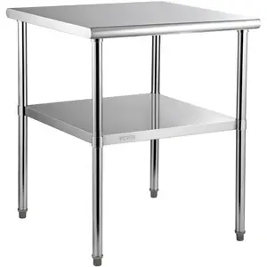 Custom Made Stainless Steel Prep Work Table Heavy Duty Metal Worktable with Adjustable Undershelf