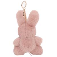 Porte-clés Lapin Rose Kawaii en Peluche, Pendentif Lapin en Tissu Tricoté, Ornement de Sac à Main, Accessoire de Porte-clés