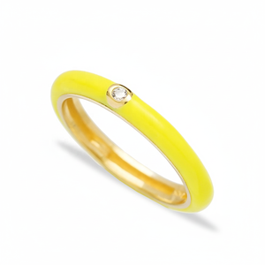 Unique CZ Zircon Pierre Élégante À La Mode Jaune Couleur Émail Anneau À La Mode En Gros 925 Bijoux En Argent Sterling - Product Image 2