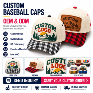Gorra de Béisbol OEM ODM Personalizada con Letras 3D en Relieve, Visera a Cuadros, Venta al Por Mayor, Multicolor, Ligera, Transpirable y Duradera para Mujer - Product Image 2