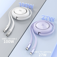 Venta caliente 100W Carga rápida Retráctil 1,2 M Nylon Cable USB para teléfonos móviles Compatible IOS A3 PVC OEM para iPhone
