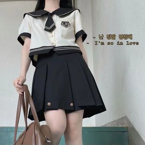 Conjunto de uniforme escolar japonés para niñas, traje de marinero con falda corta para estudiantes, uniforme informal con mangas de princesa de spandex - Product Image 5