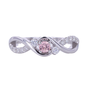 Morganite Engagement <b>Ring</b> 925 Silver Round Brilliant Cut Diamond Pave Setting Romantic Women's Jewelry - Product Image 1