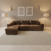 Canapé-lit en velours durable de luxe moderne en forme de L, ensemble 3+1 places, rembourré en éponge, pour salon et chambre à coucher